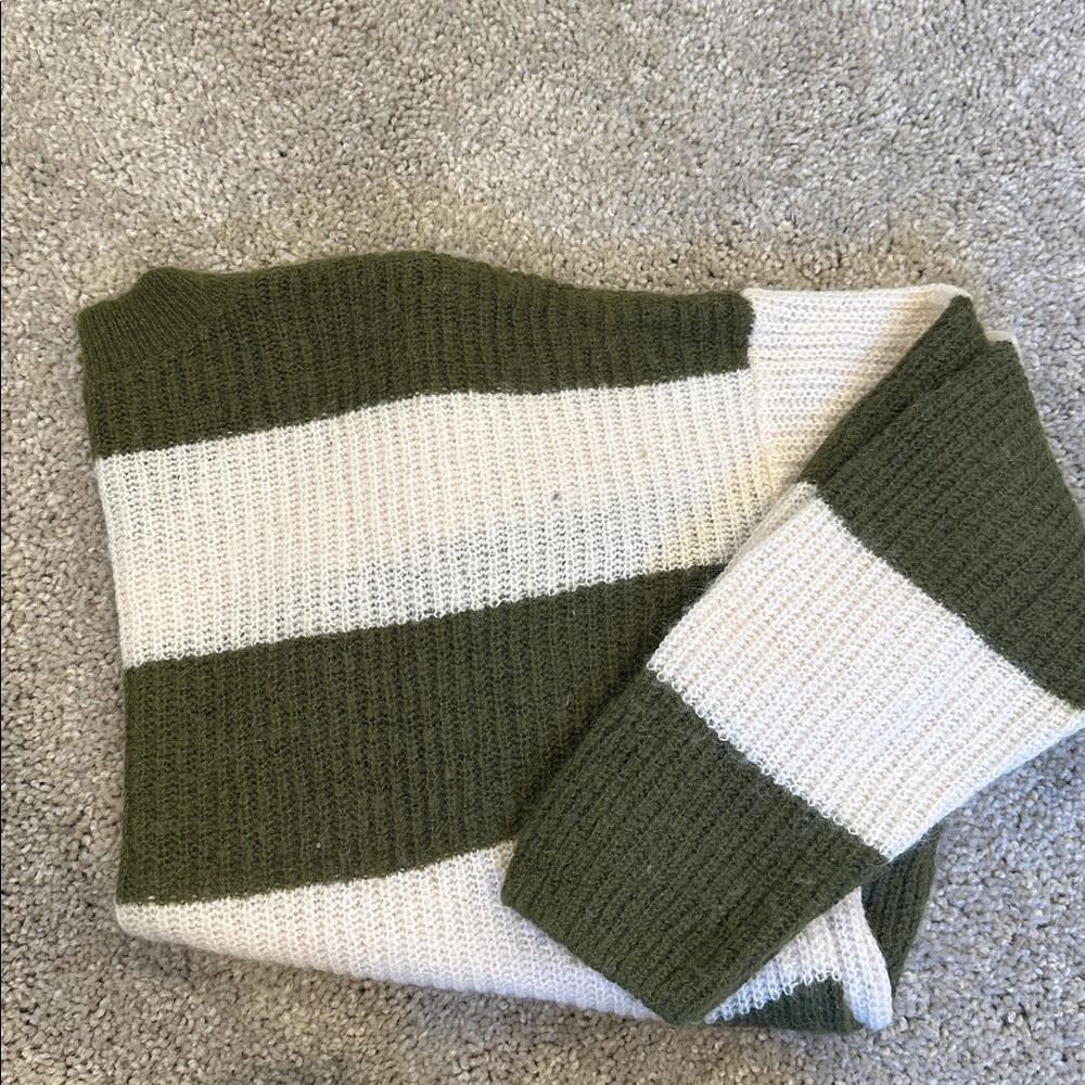 Madewell Rosario Sweater Olive Green Stripe - Picture 4 of 4